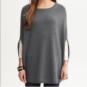 NWT BR M/L Grey Merino Wool sweater poncho